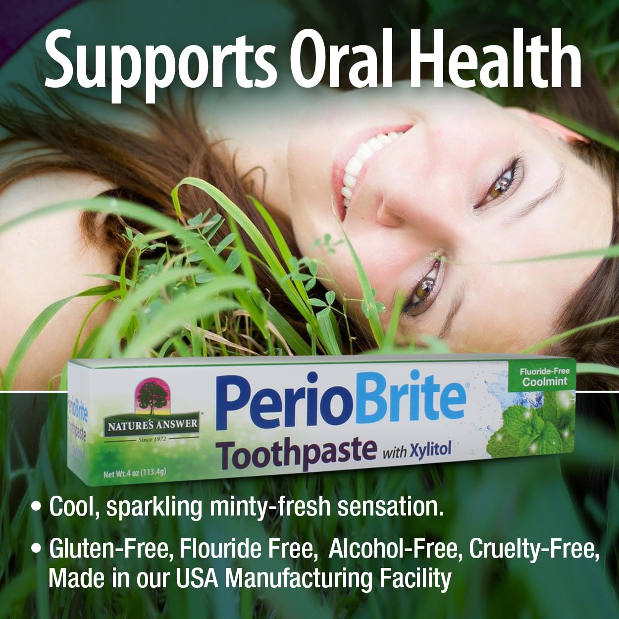 Nature's Answer PerioBrite toothpaste made in USA packaging