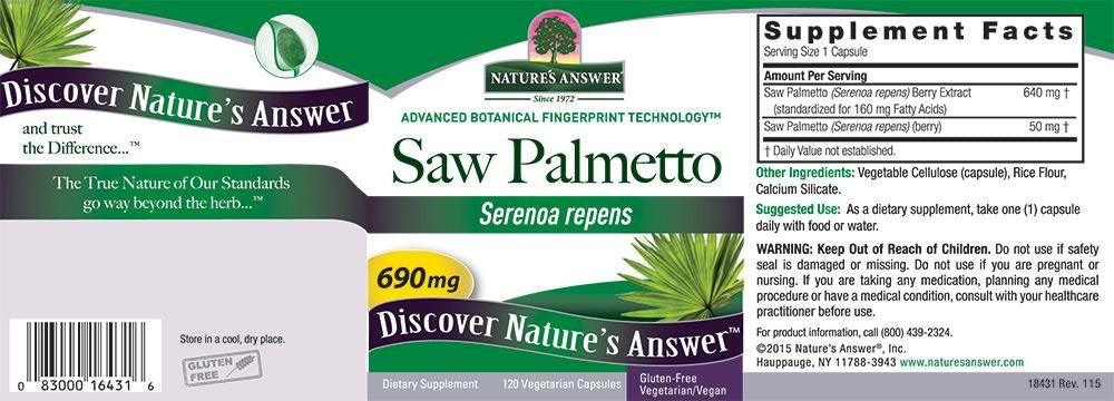 Saw Palmetto extract capsules - 690 mg vegan supplement