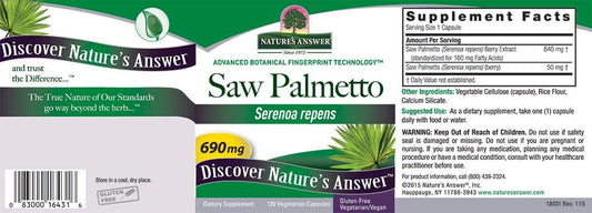 Saw Palmetto extract capsules - 690 mg vegan supplement