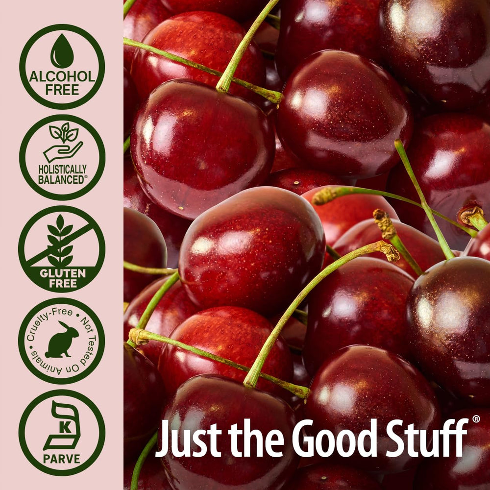 Graphic highlighting polyphenols and anthocyanins in tart cherry juice