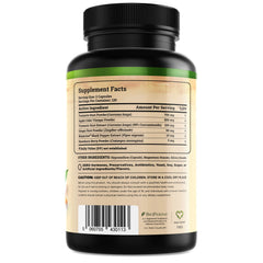 Studio shot highlighting turmeric-ginger formula with Hawthorn Berry note.