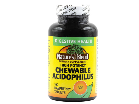 Nature's Blend Acidophilus Probiotic Supplement bottle - 100 high potency capsules