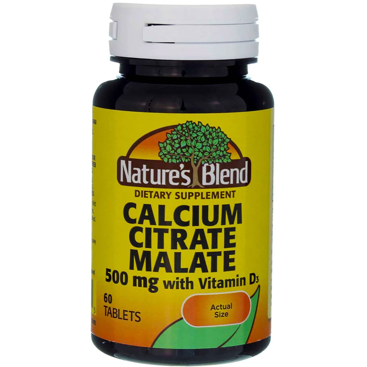 Nature's Blend Calcium Citrate Malate 500 mg bottle front (unflavored, 60-count)