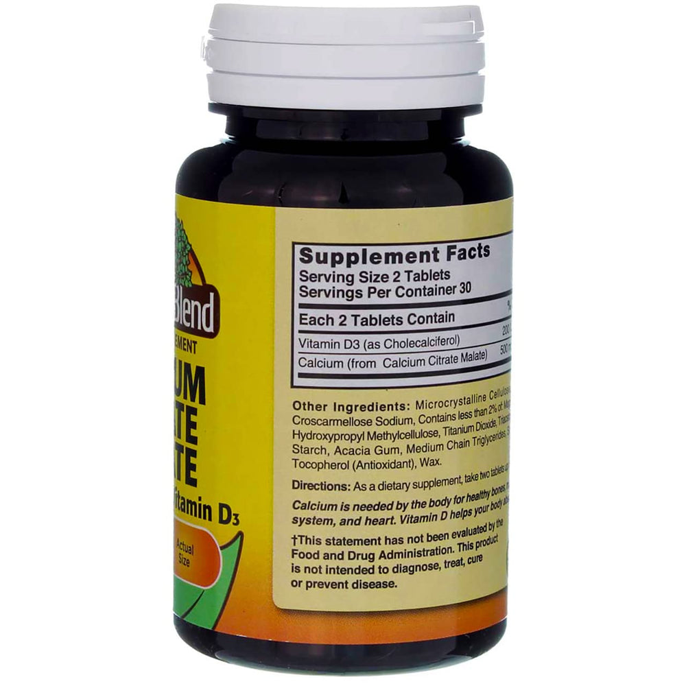Vitamin D 200 IU per two-tablet serving shown on label
