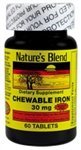 Nature's Blend Chewable Iron Sugar Free 30 mg, 60 count - product image