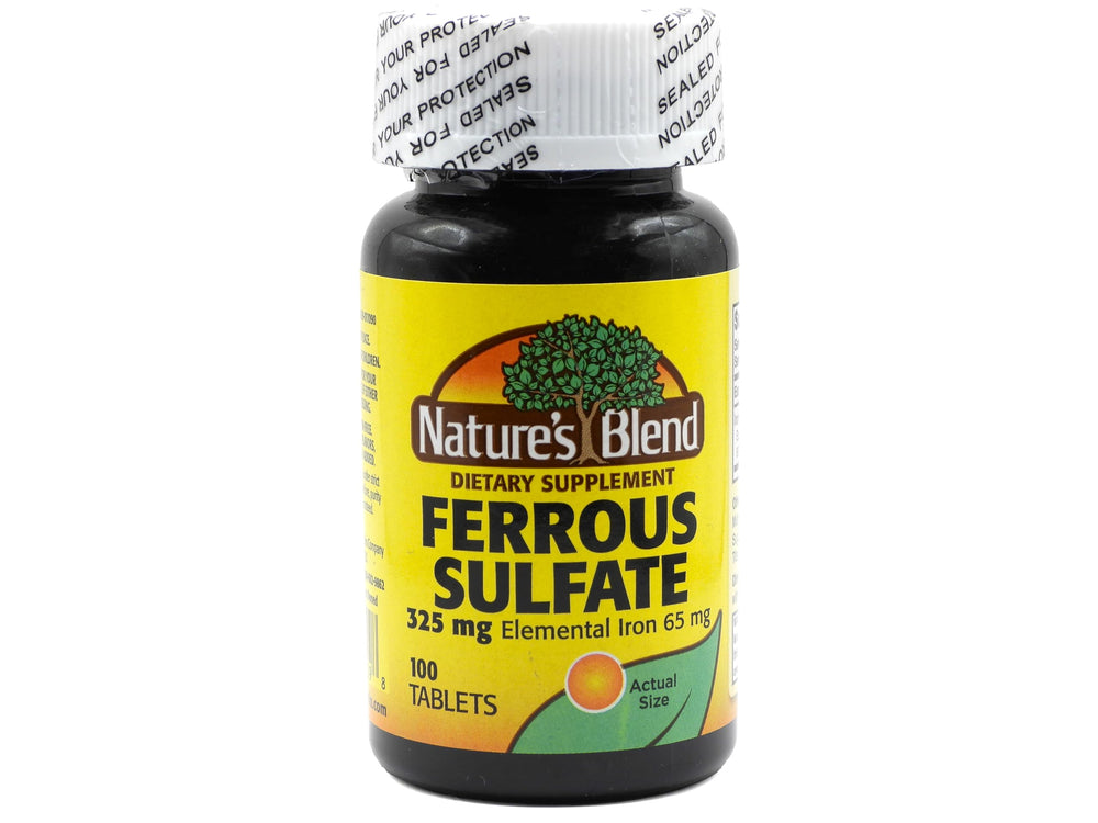 Nature's Blend Ferrous Sulfate 325 mg bottle label