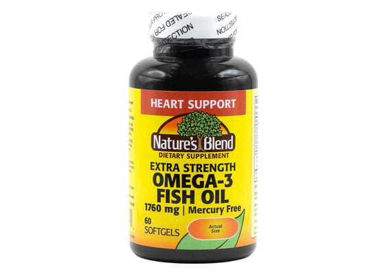 Nature's Blend Fish Oil bottle with 1760 mg Omega-3 Extra Strength