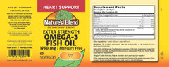 Close-up of Nature's Blend Fish Oil label showing 1760 mg Omega-3
