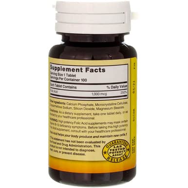 Graphic showing 2-pack Nature's Blend Folic Acid 1000mcg