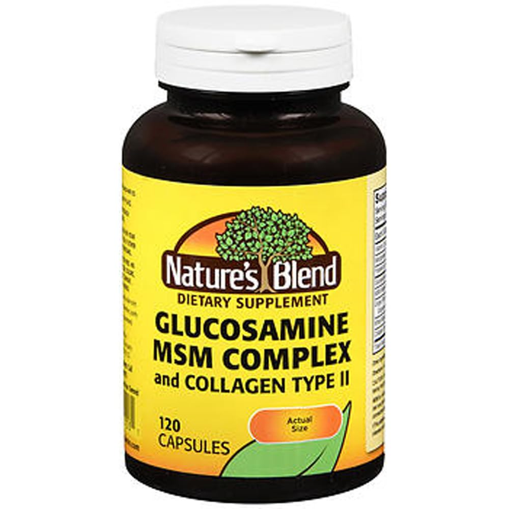 Nature's Blend Glucosamine MSM Complex with Collagen Type II bottle label
