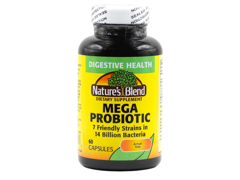 Natures Blend Mega Probiotic Capsules bottle and label