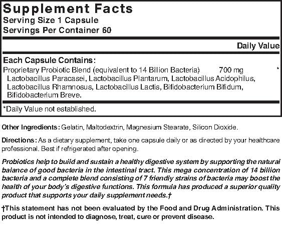 Close-up of Natures Blend Mega Probiotic Capsules bottle