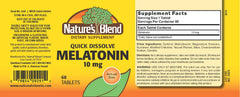 Close-up of Nature's Blend Melatonin 10mg tablet