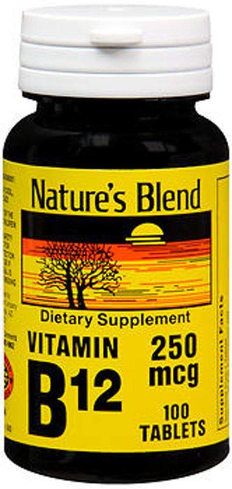 Nature's Blend NAT B Vitamin B-12 TB 250MCG bottle, 100 count