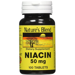 Nature's Blend Niacin 50 mg bottle label close-up