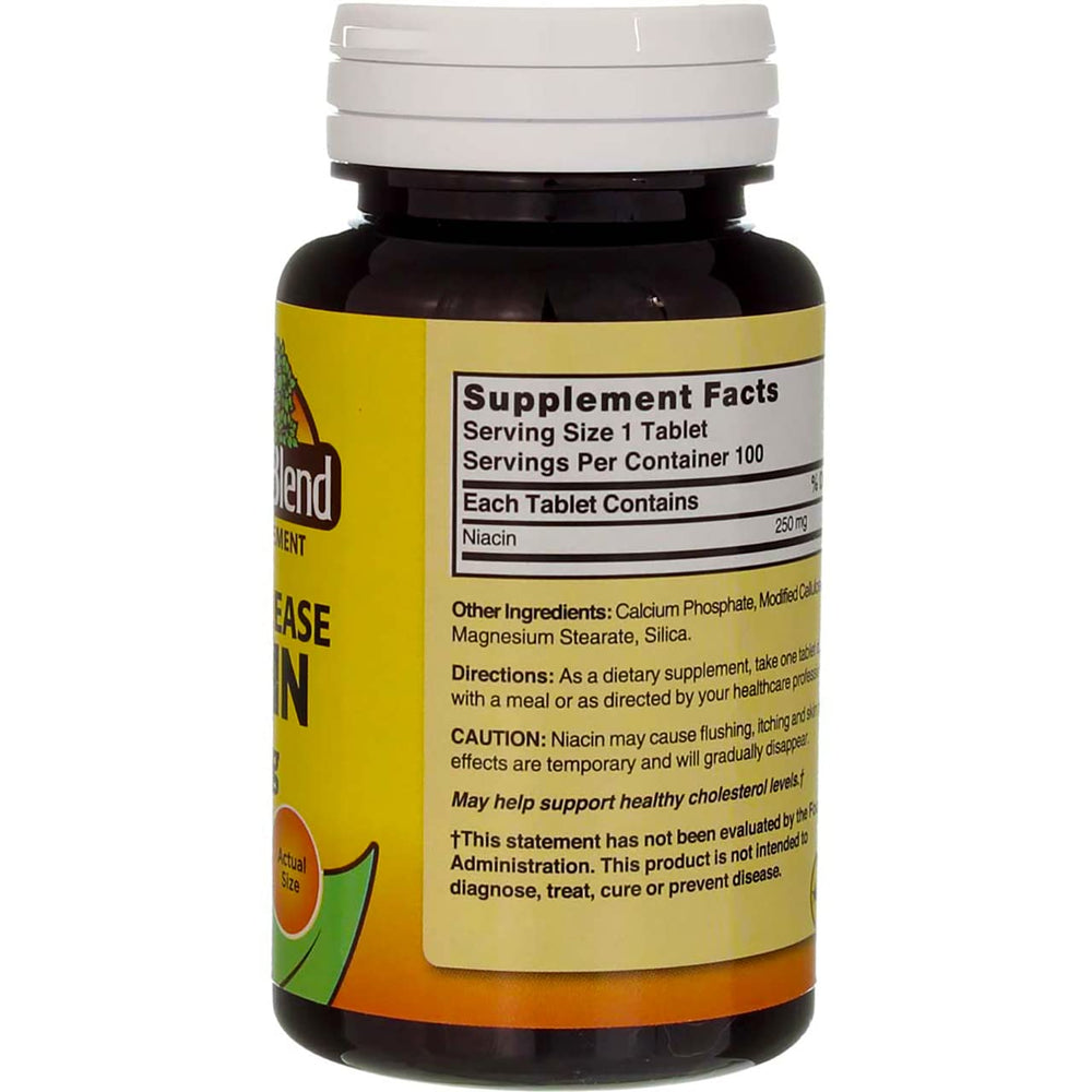 Nutrition and ingredients close-up for Niacin Timed Release