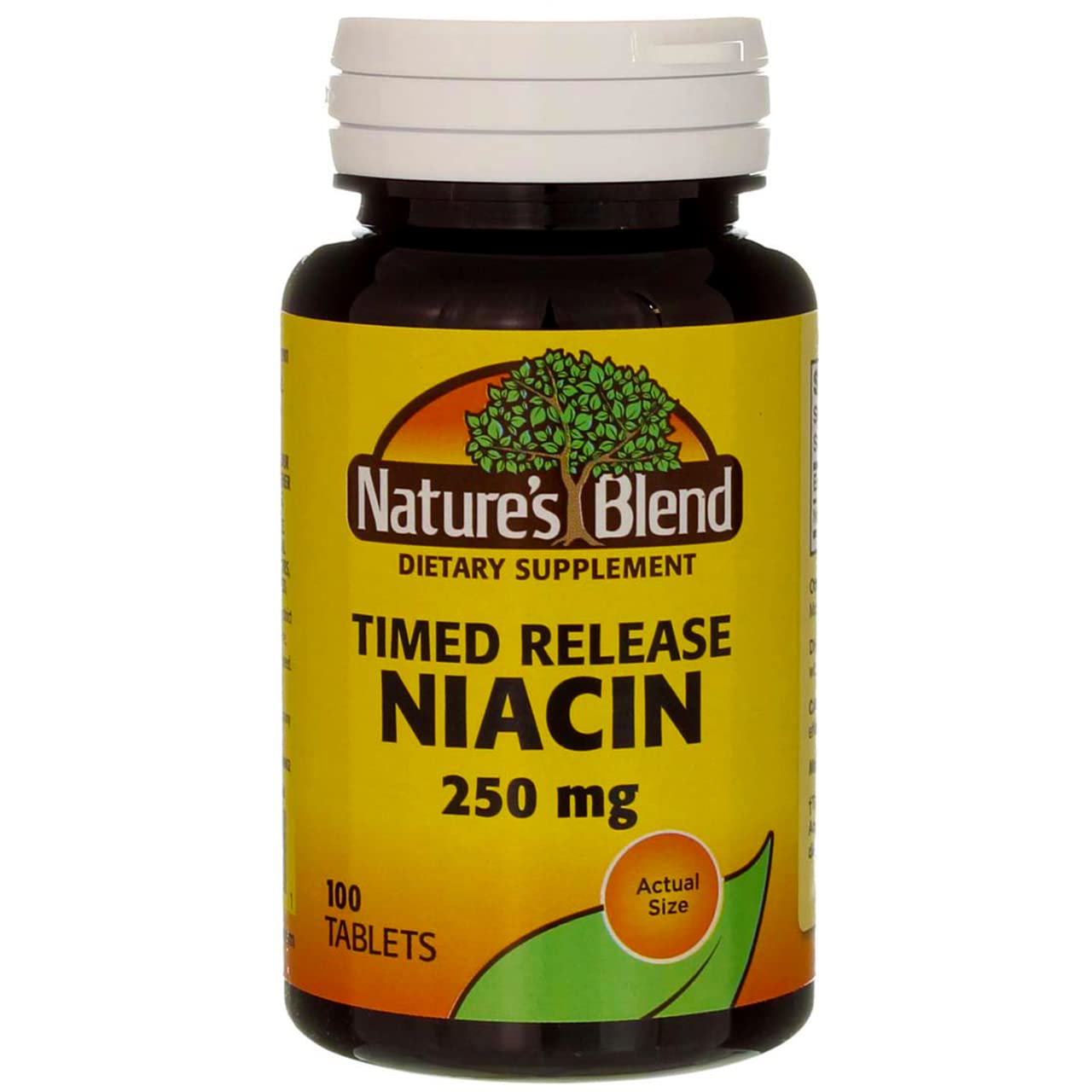 Front view of Nature's Blend Niacin Timed Release 250 mg bottle