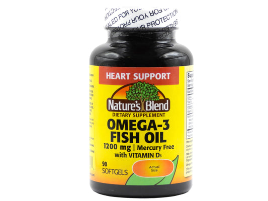 Nature's Blend Omega-3 1200 mg and Vitamin D3 1000 IU softgels - front view