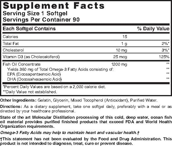 Pack shot of Nature's Blend Omega-3 1200 mg + Vitamin D3 1000 IU softgels