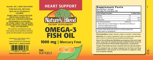 Nature's Blend Omega-3 Fish Oil 1000 mg bottle with label
