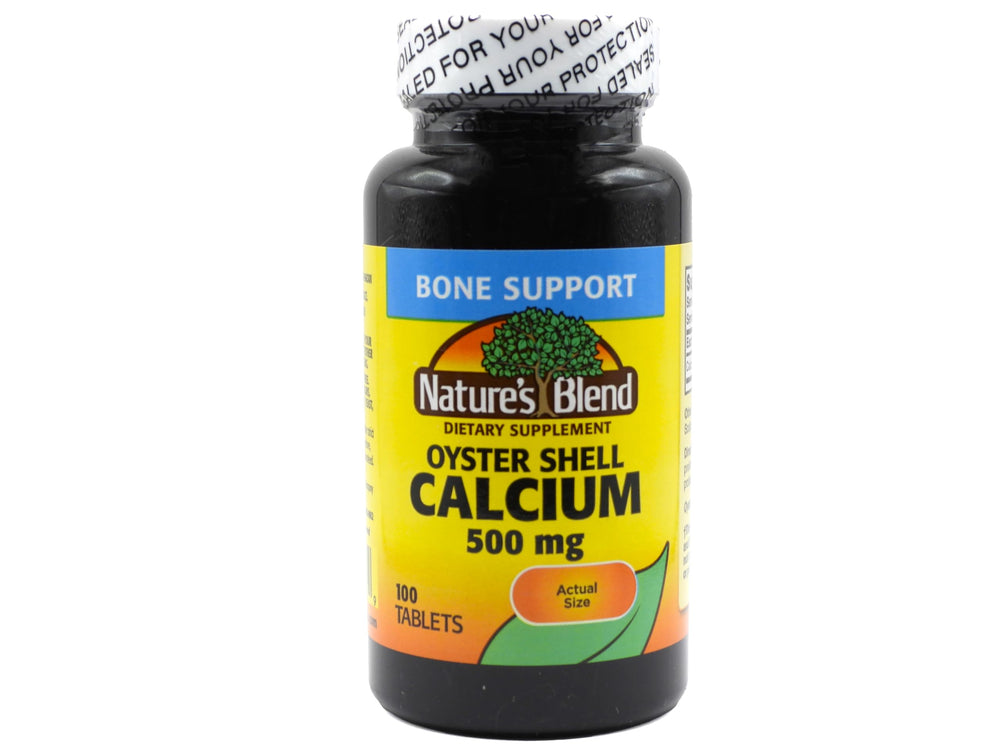 Nature's Blend Oyster Shell Calcium 500 mg bottle 100 tabs