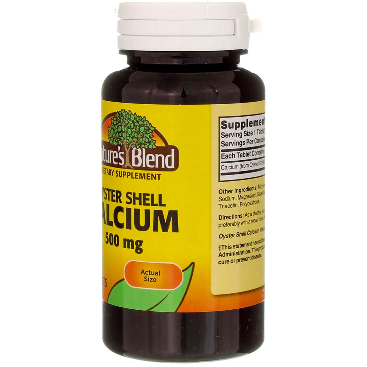 Gluten-free, alcohol-free calcium supplement bottle by Nature's Blend