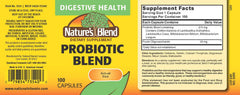 Nature's Blend Probiotic Blend 2 Million CFU 100 Capsules White bottle close-up