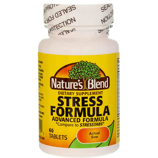 Nature's Blend Stress Formula bottle with 60 tablets