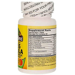 Highlight of vitamins C, E and B-complex on the label
