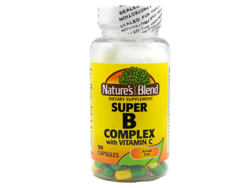 Bottle front view of Nature's Blend Super B with C - 100 capsules