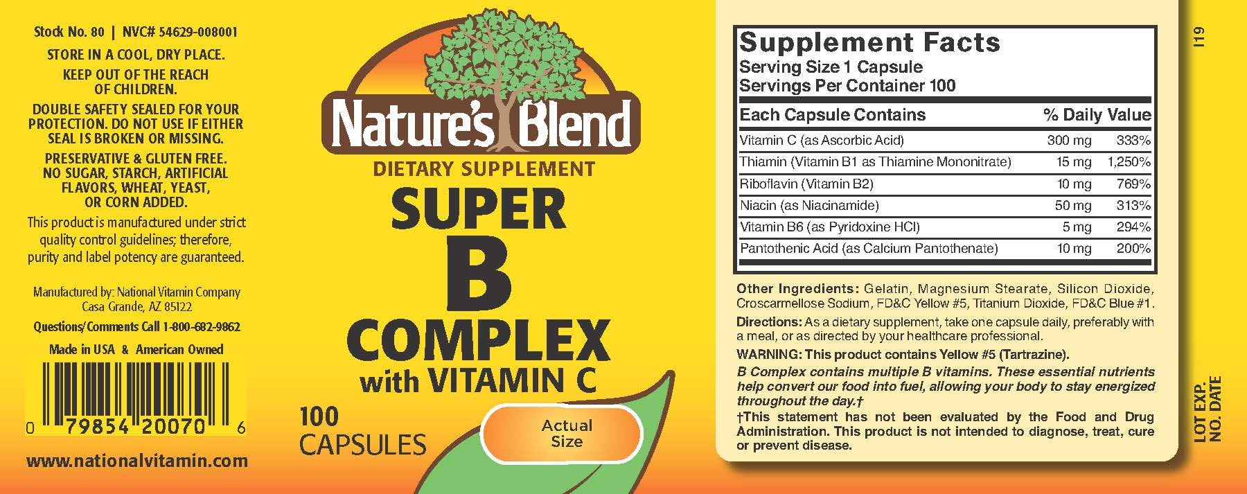 Close-up of Nature's Blend Super B with C capsules