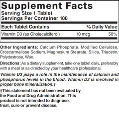 Box packaging for Nature's Blend Vitamin D 400 IU 100 tablets