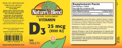Nature's Blend Vitamin D3 1000 IU bottle and packaging