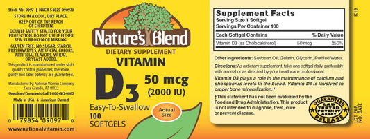 Close-up of Nature's Blend Vitamin D3 softgels