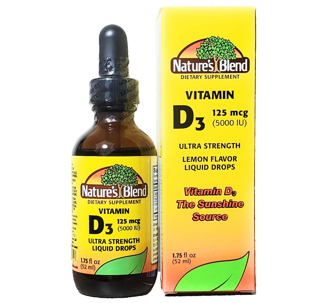 Bottle of Nature's Blend Vitamin D3 Drops 5000 IU