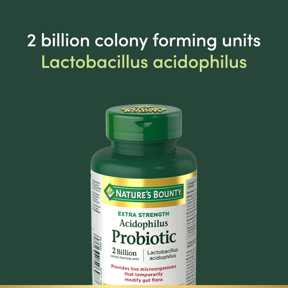 Nutrition facts label for Nature's Bounty Acidophilus Probiotic