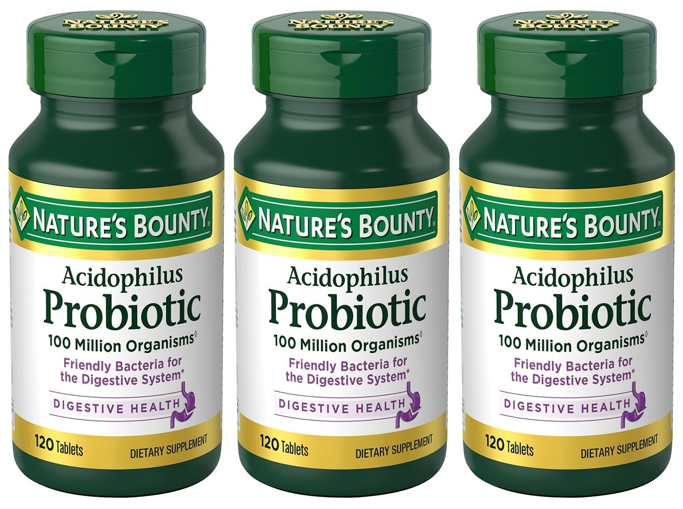 Nature's Bounty Acidophilus Probiotic 360 Tablets Pack of 3 Bottles