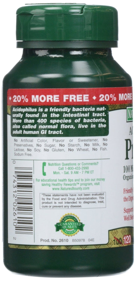 Nature's Bounty Acidophilus Probiotic 360 Tablets Pack of 3 Bottles - Side View