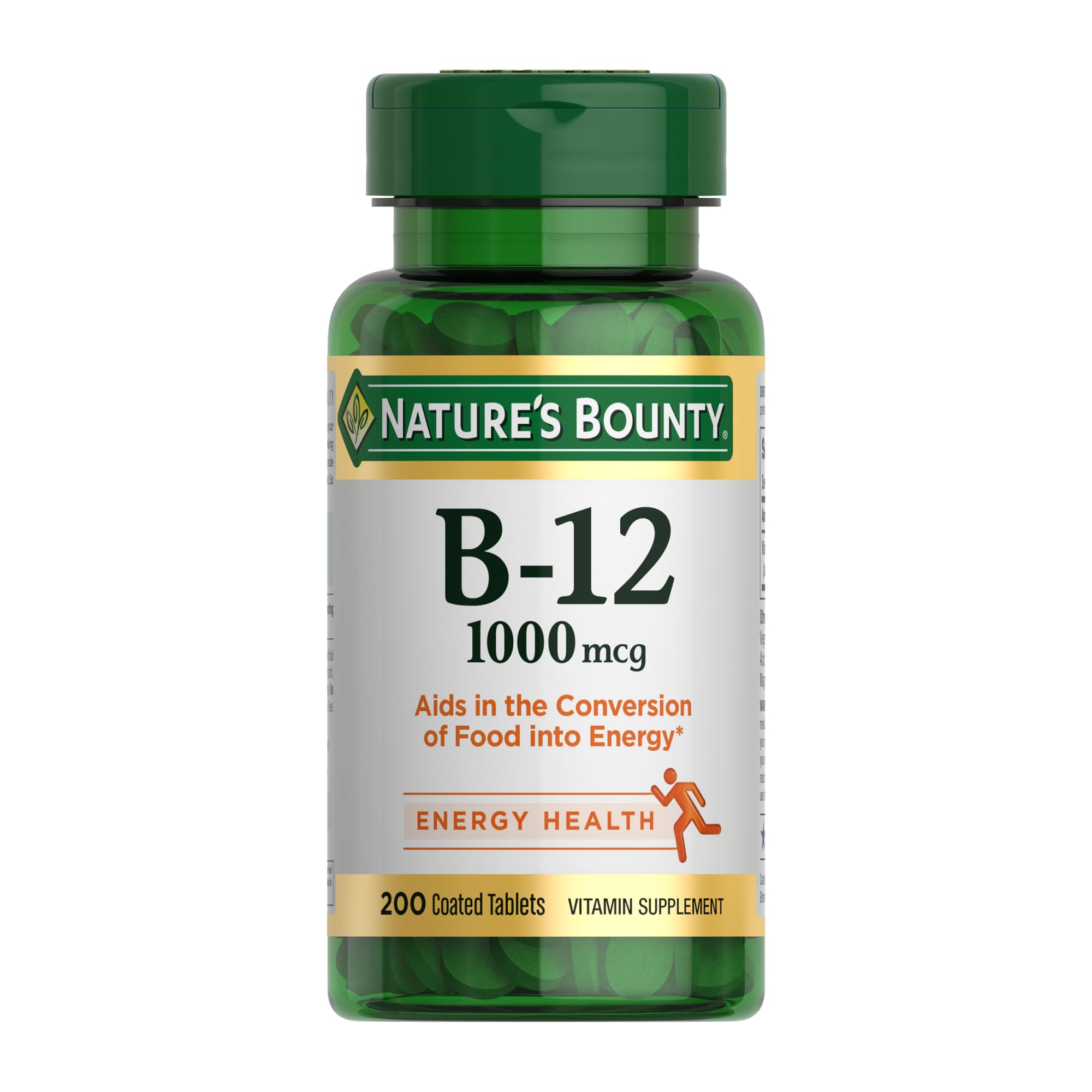 Front view of Nature's Bounty Vitamin B12 1000 mcg bottle (200 count)