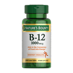 Front view of Nature's Bounty Vitamin B12 1000 mcg bottle (200 count)