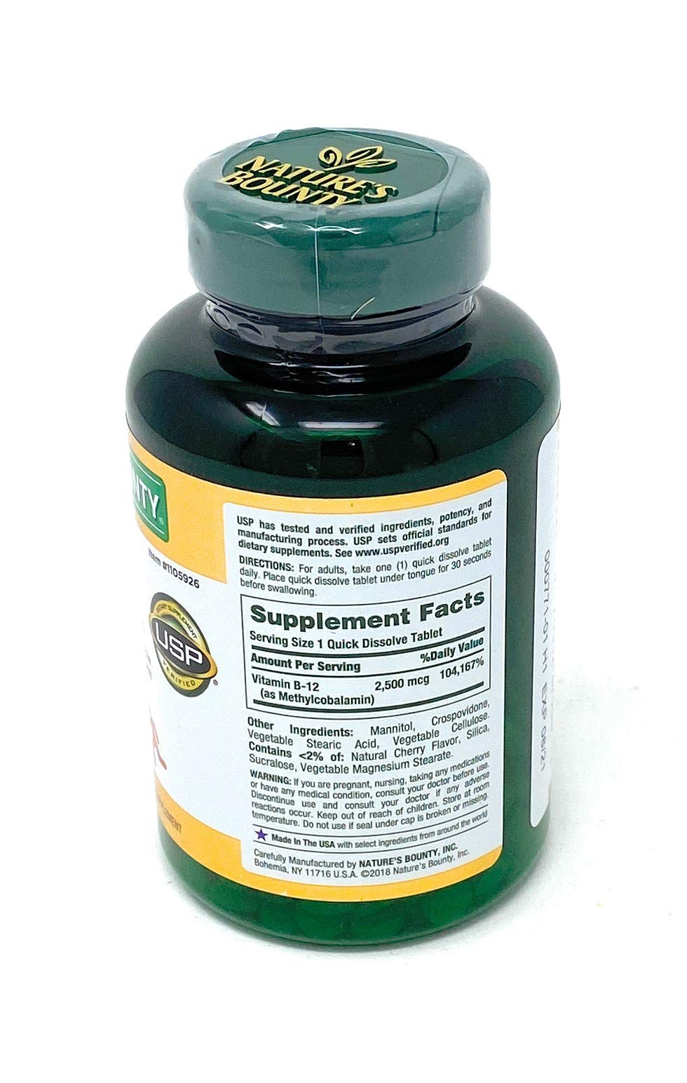 Close-up of vitamin B-12 sublingual microlozenges