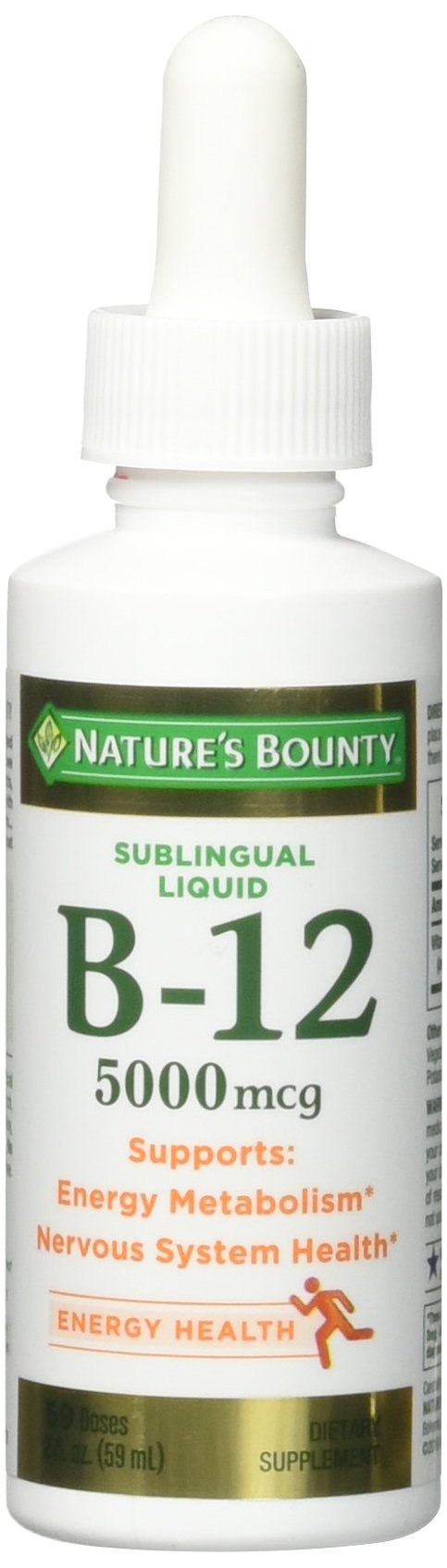 Nature's Bounty B-12 5000 mcg Sublingual Liquid bottle, 2 oz, pack of 5