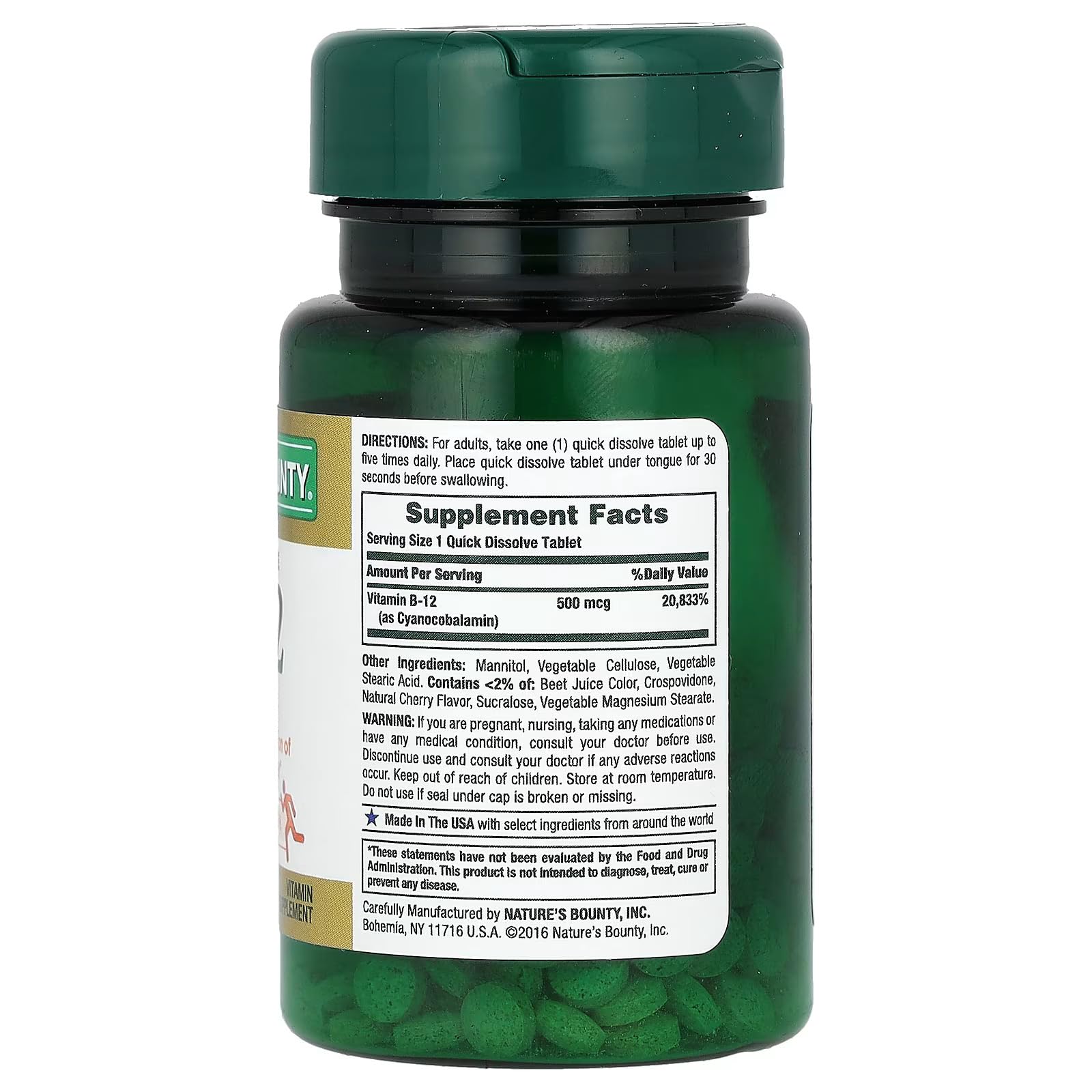 Nature's Bounty Vitamin B-12 500 mcg 4-pack - bottles