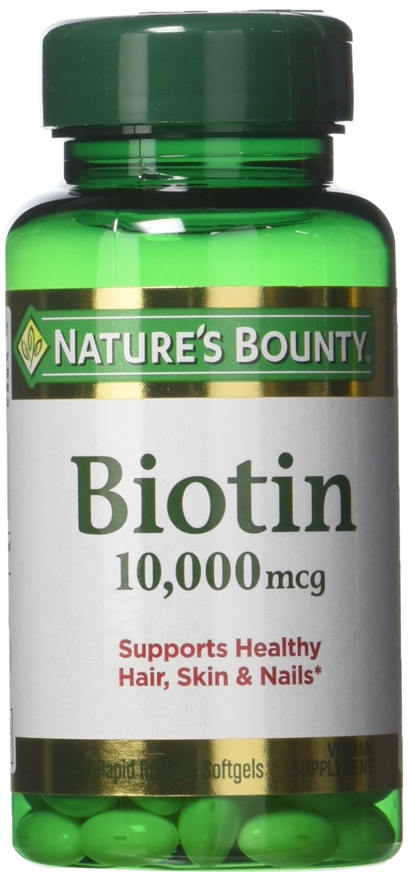Nature's Bounty Biotin 10,000 mcg Rapid Release Softgels bottle