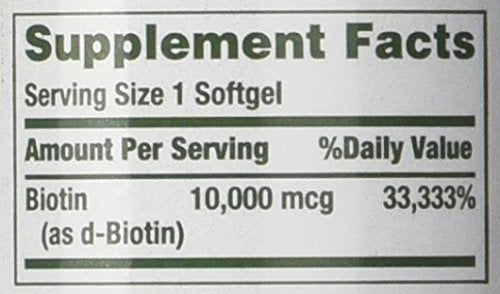Nature's Bounty Biotin 10,000 mcg Rapid Release Softgels with packaging
