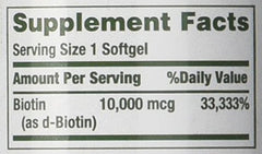 Nature's Bounty Biotin 10,000 mcg Rapid Release Softgels with packaging