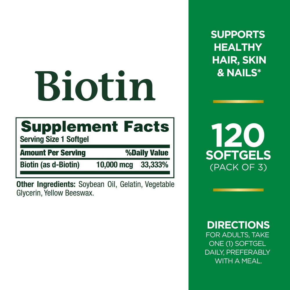 Biotin 10,000 mcg for hair, skin and nails - product image