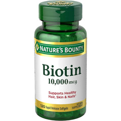 Nature's Bounty Biotin 10000 mcg ultra strength softgels – Pack of 2 front view