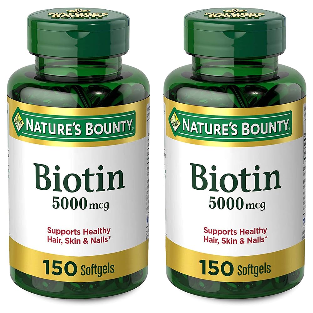 Nature's Bounty Biotin 5000 mcg 150 Softgels - 2-pack retail set image 1
