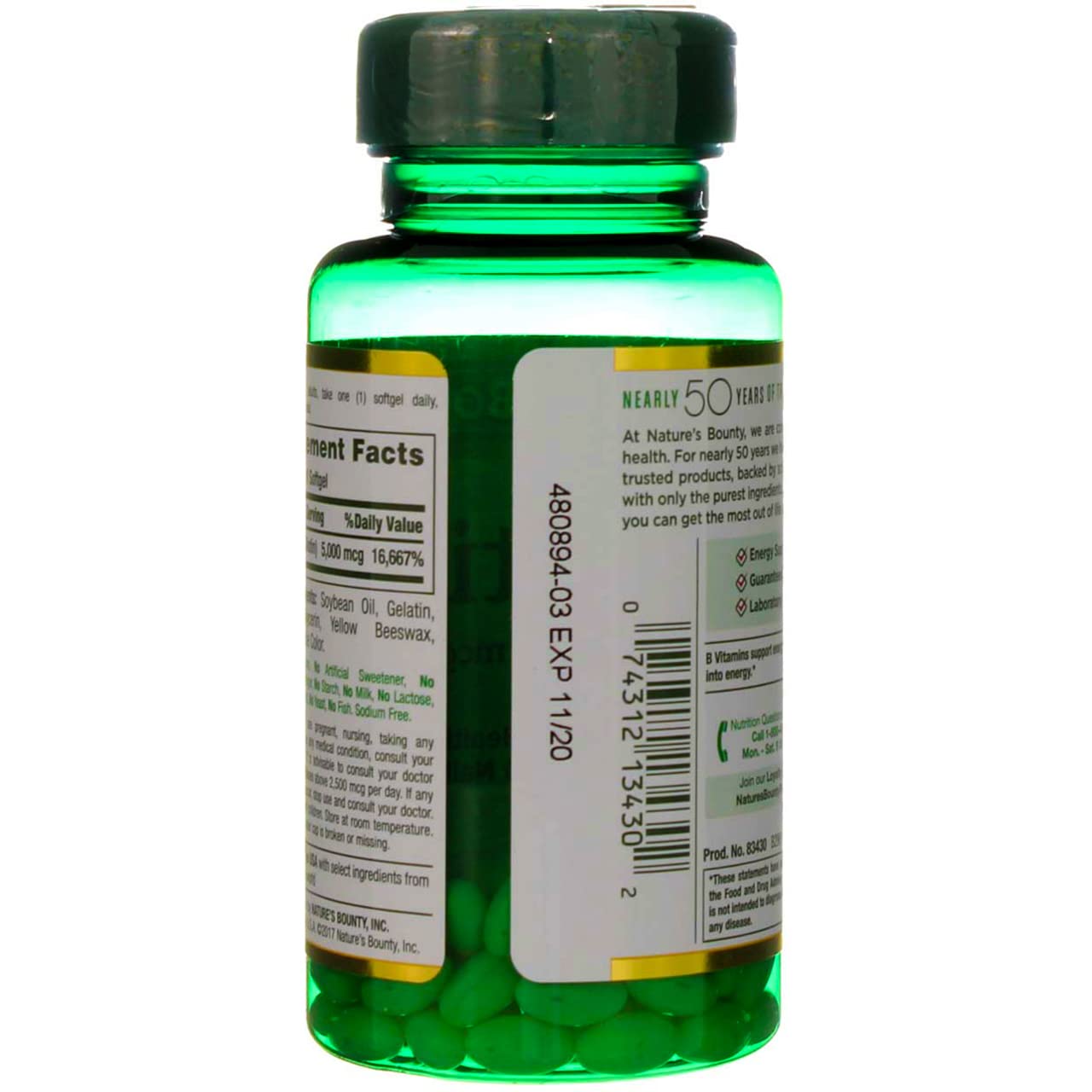Supplement facts panel close-up